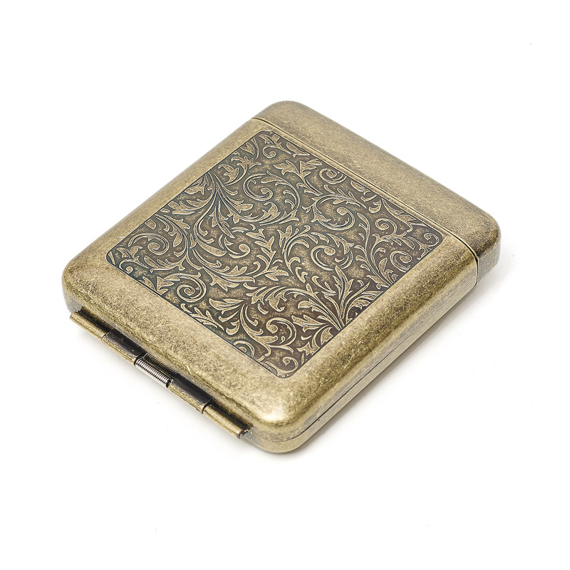 复古金属烟盒两面翻盖20支粗烟盒便携抗压烟夹子保护盒