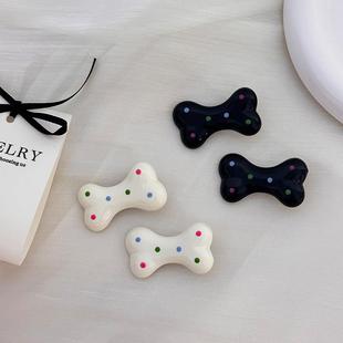 可爱甜美鸭嘴夹少女心自拍发卡刘海夹发饰趣味彩色波点小骨头发夹