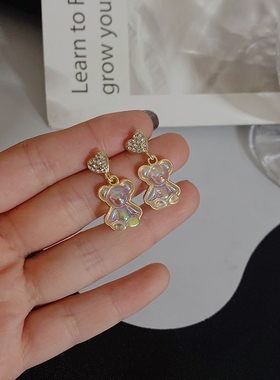 2022年新款潮时尚百搭气质耳饰韩国ins风可爱小熊爱心耳钉耳环女