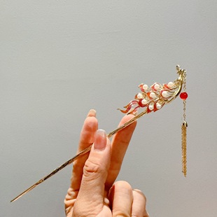 高级感凤凰于飞珍珠古风汉服国潮流苏盘发发簪复古中国风头饰发饰