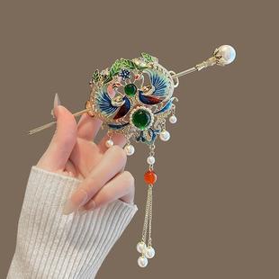 凤凰流苏发簪女日常步摇盘发簪子个性发钗新中式国风旗袍汉服头饰