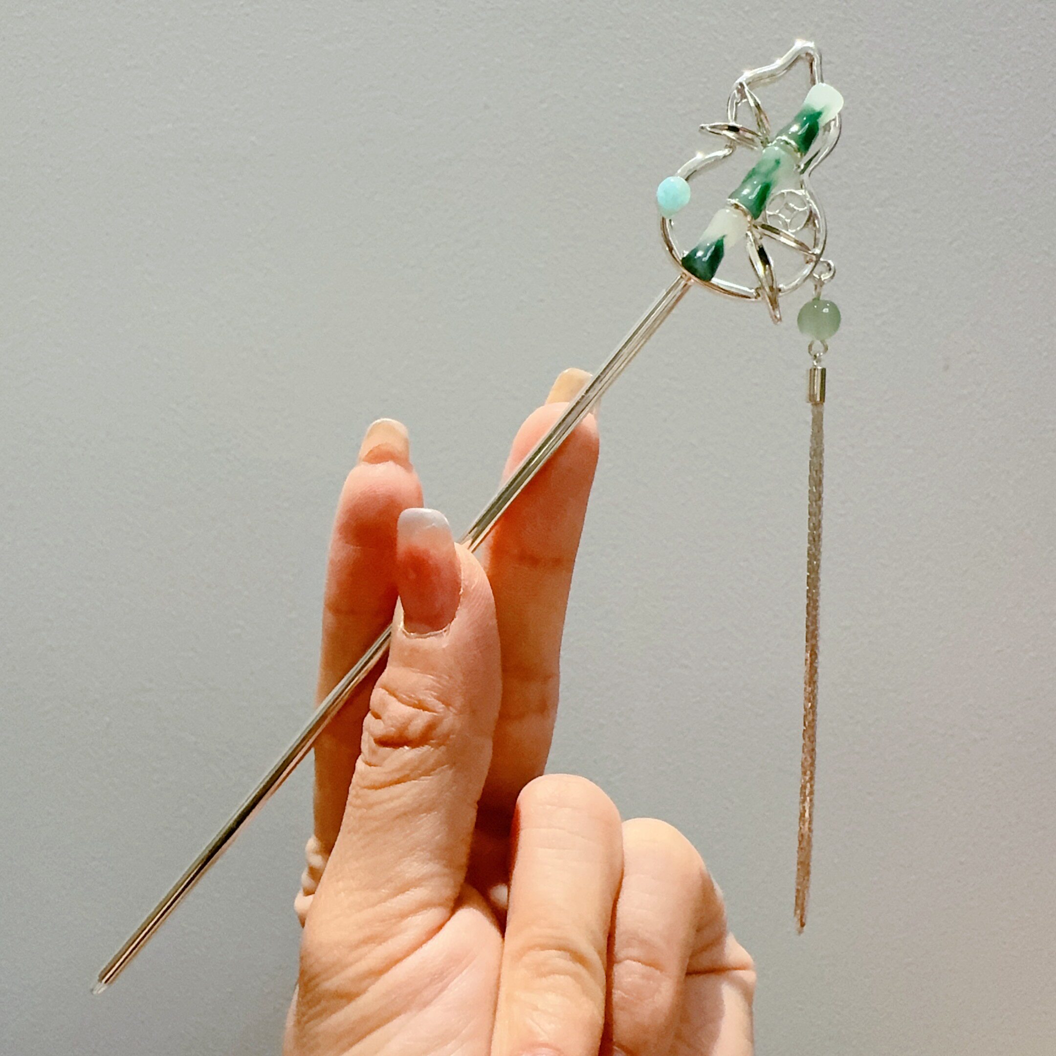 小众葫芦竹节流苏发簪后脑勺钗发盘发步摇簪子古风中式汉服头饰