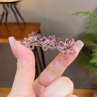 紫水晶蝴蝶青蛙扣边夹女前额碎发夹子高级感刘海夹侧边夹发卡头饰