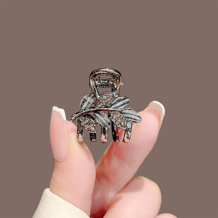 刘海夹边夹气质头顶夹子头饰精致水钻树叶小号发夹抓夹高级感前额