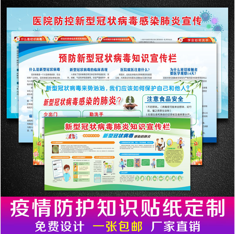 预防冠状病毒海报冠状病毒宣传新肺炎宣传海报标语标识疫情展板防