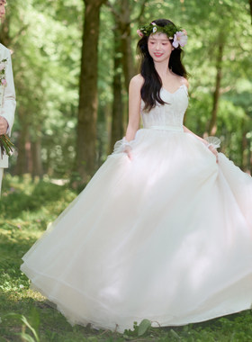 韩式显瘦轻婚纱吊带显瘦齐地旅拍