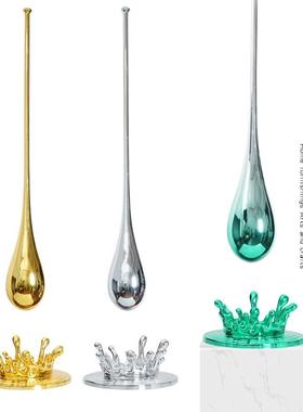 酒店售楼处展厅大堂吊装水滴雕塑轻奢电镀挂饰商业街玄关悬挂装置