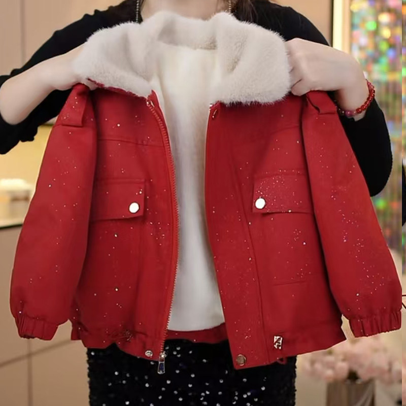 女童外套冬装2025新款年服儿童秋冬季加绒加厚外套中大童派克服潮