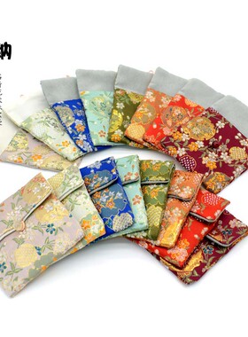 复古刺绣锦缎布袋珠宝首饰石竹花荷包袋饰品包装袋戒指玉器首饰袋