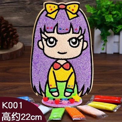 儿童手工制作材料包 雪花泥画 珍珠泥粘土立体木板画摆摊女孩玩具