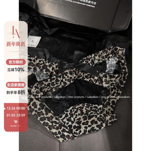 「LA」禁欲豹纹lady 性感印花镂空蕾丝蝴蝶结透气诱惑欧美女内裤