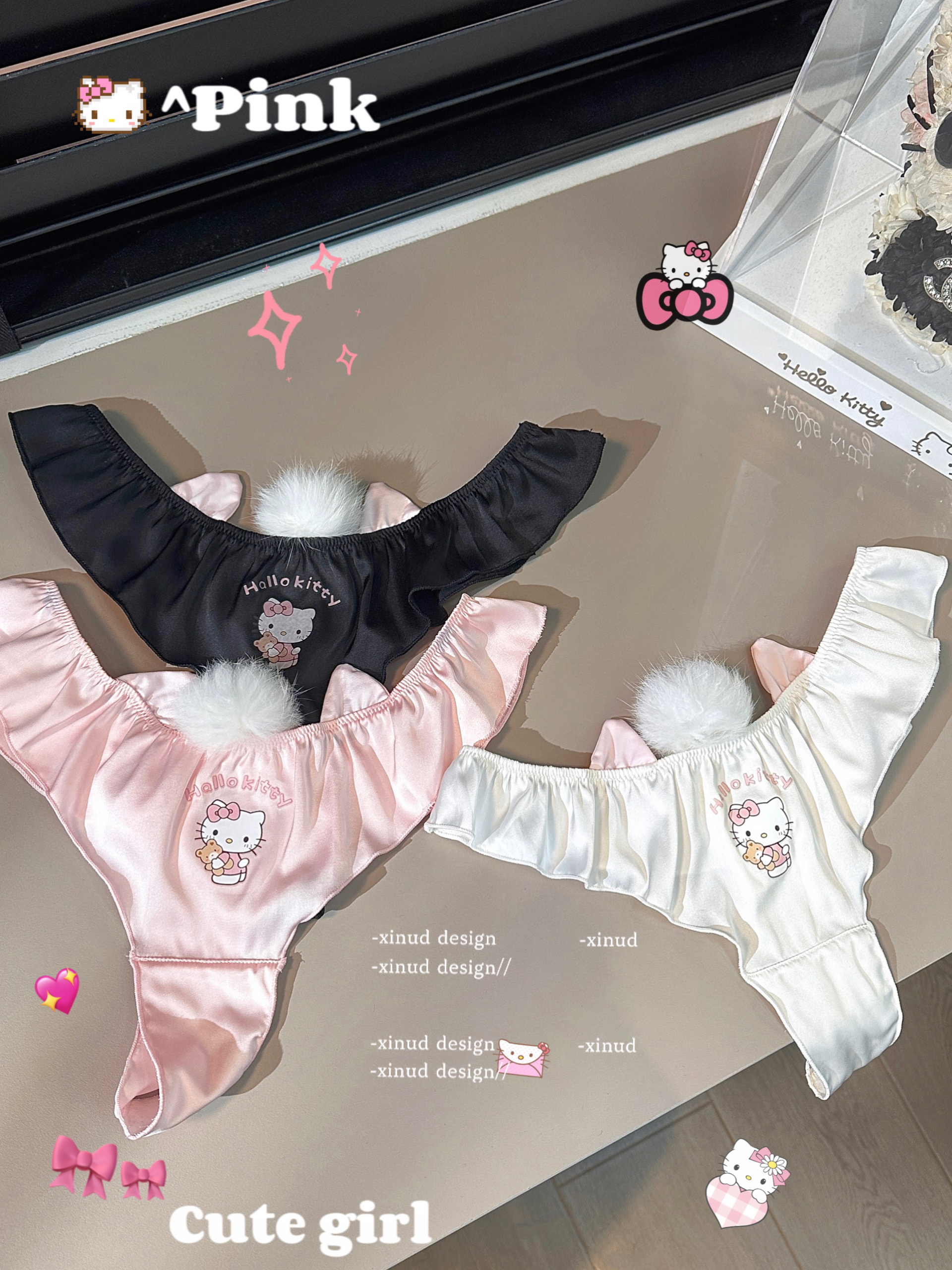 毛球性感三角裤丁字内裤女