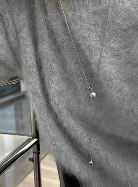 珠毛衣链流苏项链轻奢高级感毛衣链长款蛇骨锁骨链送妈妈生日礼物