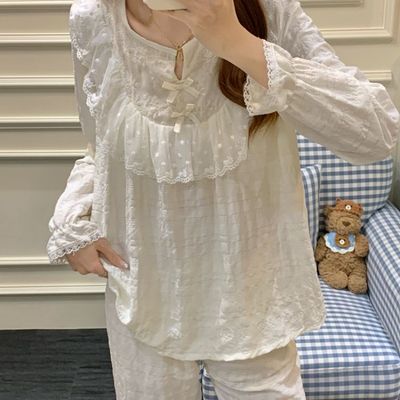 春秋天新款云朵棉圆领睡衣