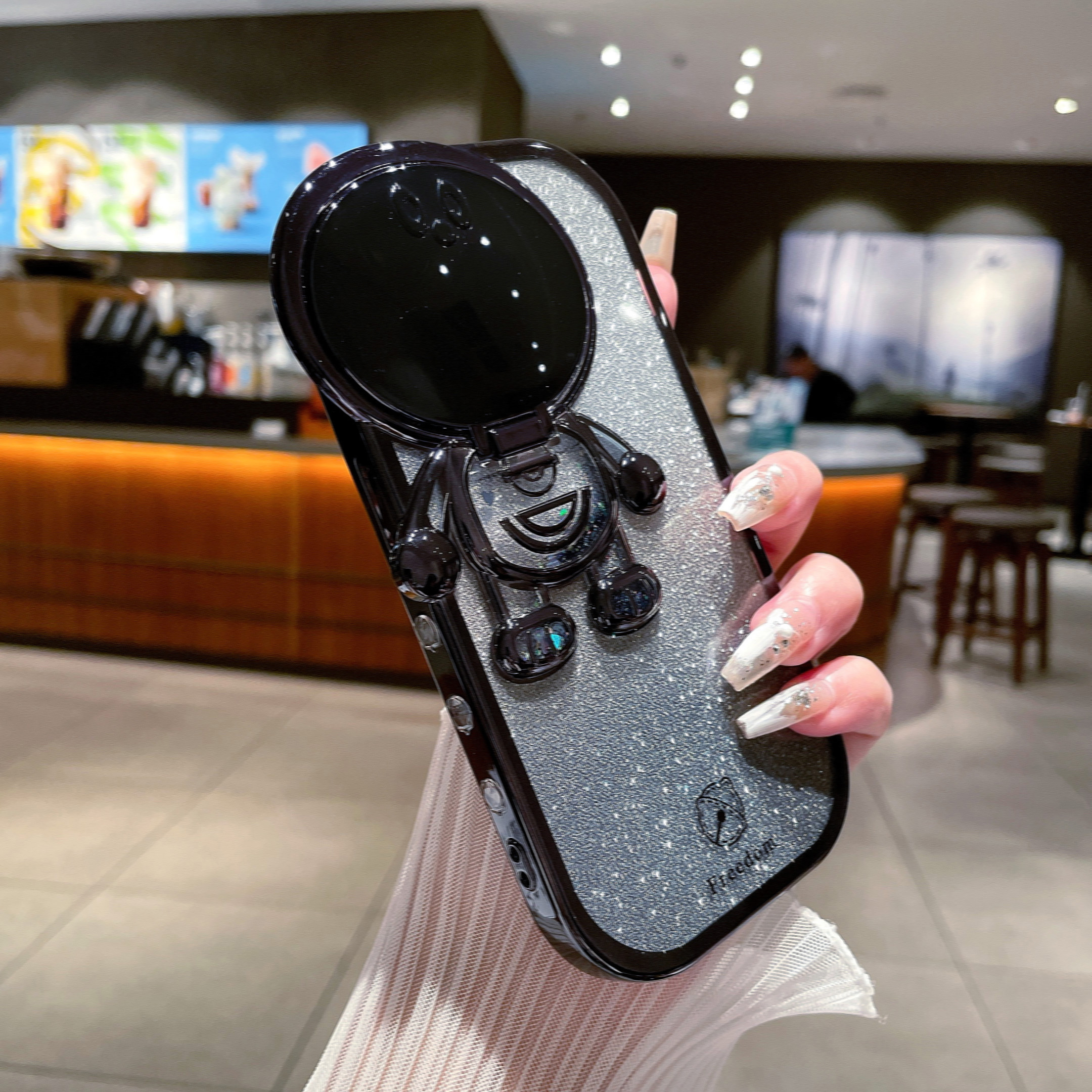 宇航员支架太空壳透明闪粉防摔壳