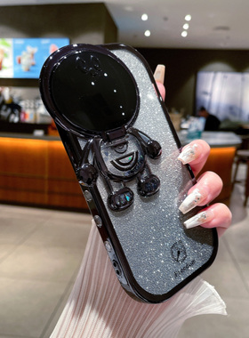 宇航员太空壳适用于苹果16Pro手机壳iphone1514plus带支架13ProMax透明闪粉11流沙软壳防摔硅胶个性保护套