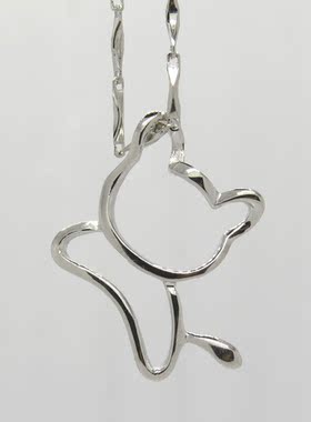 S925纯银项链可爱生动小猫吊坠咪简约女轻奢小众十字链小女生礼物