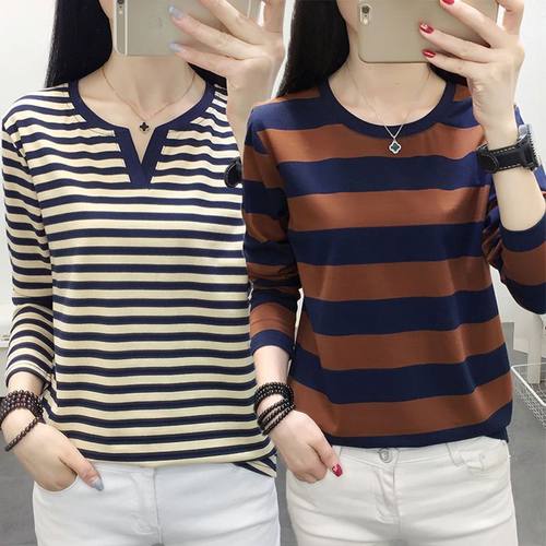 纯棉长袖T恤新款宽松大码女春秋