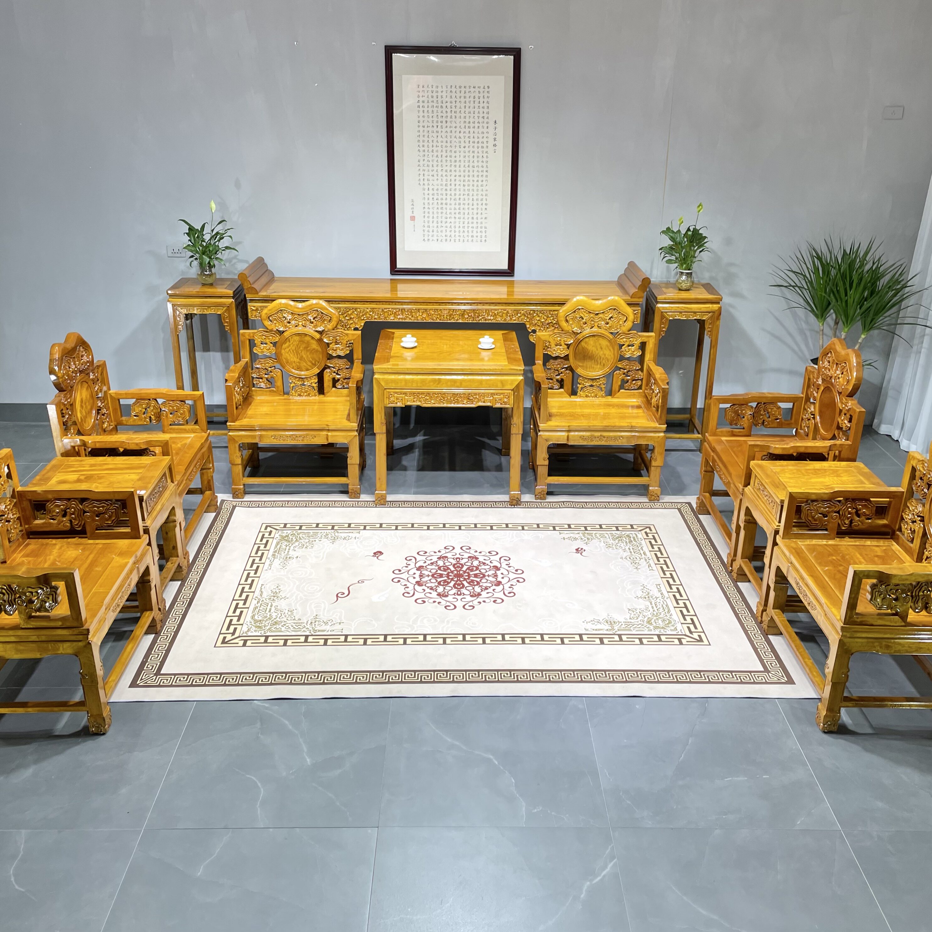 金丝楠木中堂十二件套小叶桢楠实木条案供桌摆放家具