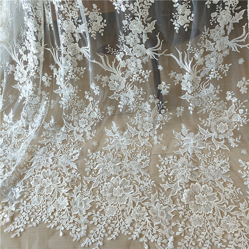 新款白色婚纱礼服装旗袍头纱补丁蕾丝面布料DIY手工材料门帘桌布