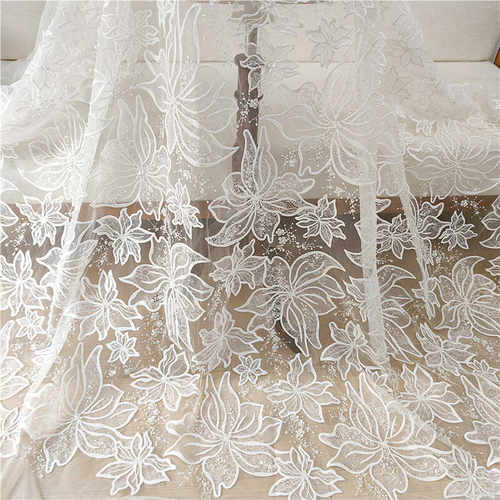 婚纱礼服白色手工蕾丝花边布料