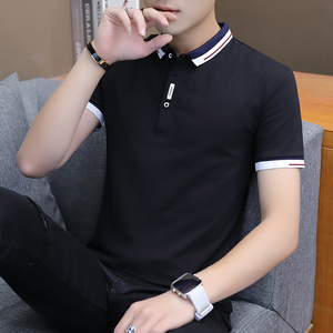 男士短袖t恤潮牌polo衫有领潮流男装纯棉夏天体桖T上衣服PL06P25图片