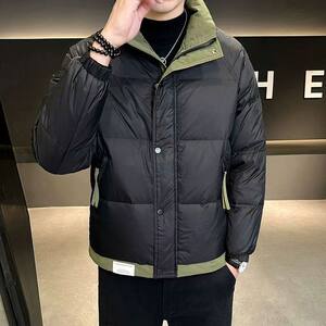 立领羽绒服男士冬季新款潮牌帅气休闲加厚白鸭绒外套男装976p120图片