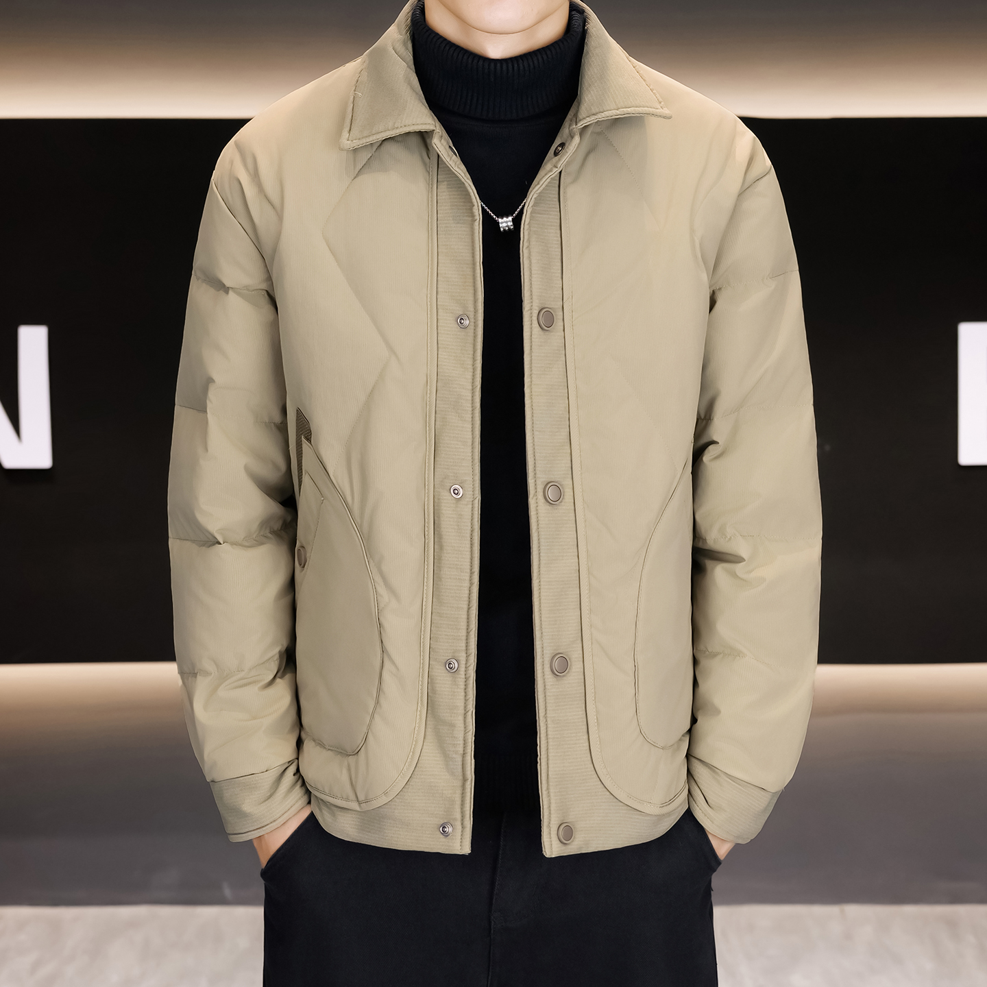 【新标50绒可】假两件户外立领立领羽绒服男1061-1P140，男装羽绒服，星座1411A