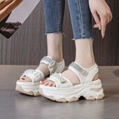 水钻沙滩鞋 2026夏季 松糕女鞋 厚底增高小个子运动老爹凉鞋 百搭 新款