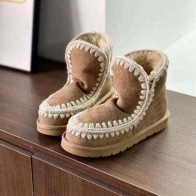 澳洲羊皮毛一体纯羊毛时尚雪地靴女短靴加厚底加绒保暖棉鞋冬季新