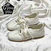 休闲懒人镂空小白鞋 超美芭蕾风德训鞋 女软皮小方头平底2026春夏款