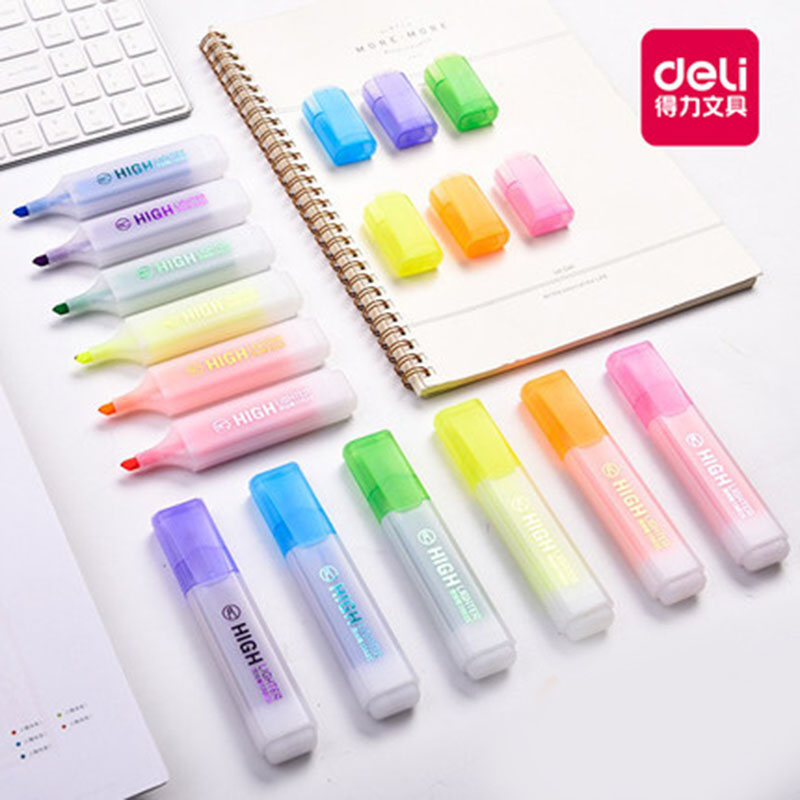 得力文具s625彩色荧光学生办公标记记号笔彩色办公划线笔单支