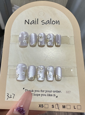 穿戴甲猫眼穿戴甲指甲贴片纯手工半手工美甲假指甲鎏金327款式