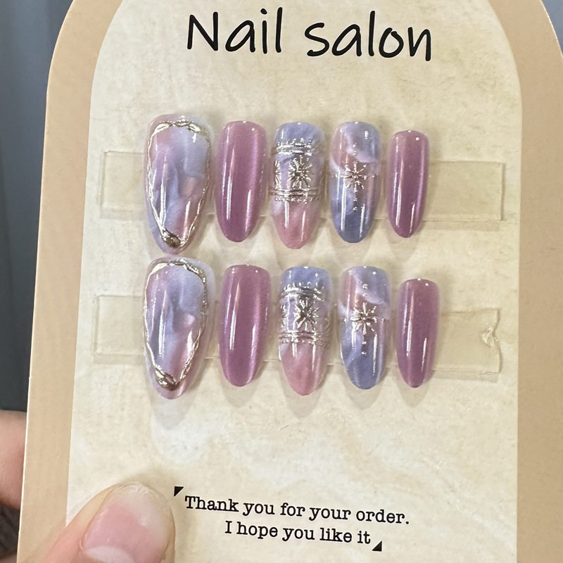 小红书美甲新款晕染鎏金猫眼穿戴甲立体敦煌风假指甲成品甲片341,彩妆/香水/美妆工具,穿戴甲/甲片,淘宝优惠券,粉丝福利购,淘宝优惠卷