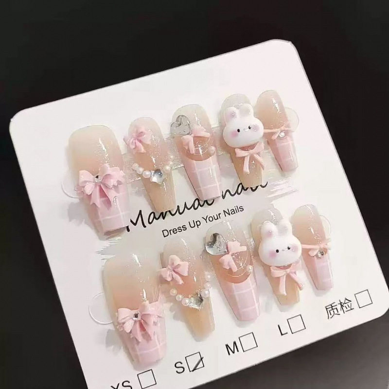 『奶兔酱』腮红卡通可爱显白高级感指甲贴片卡通手工穿戴甲可拆卸,彩妆/香水/美妆工具,穿戴甲/甲片,淘宝优惠券,粉丝福利购,淘宝优惠卷