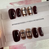 格纹 经典 纯手工穿戴甲指甲贴片半手工穿戴美甲假指甲5208
