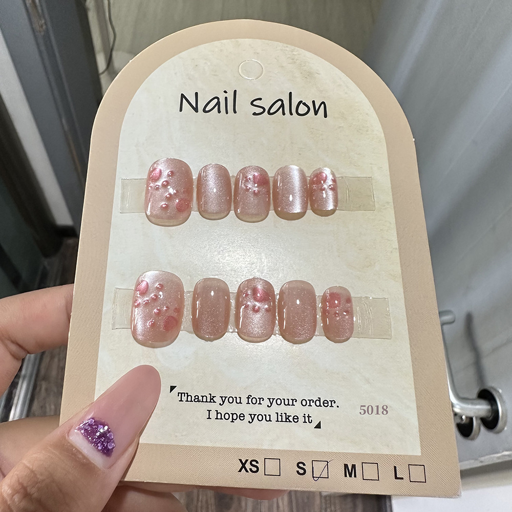 穿戴甲猫眼穿戴甲指甲贴片纯手工半手工美甲假指甲鎏金5018款式