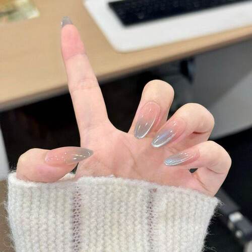 海盐渐变猫眼清新纯手工温柔新款气质显白高级小香风美甲穿戴甲30
