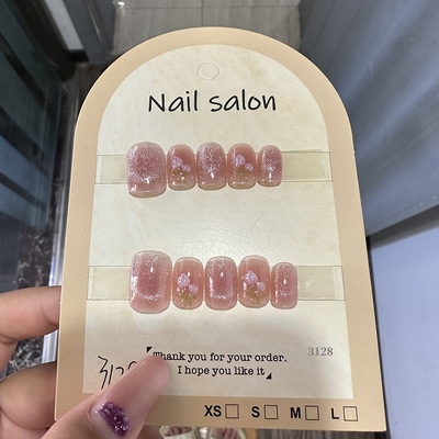 穿戴甲猫眼穿戴甲指甲贴片纯手工半手工美甲假指甲鎏金3128款式