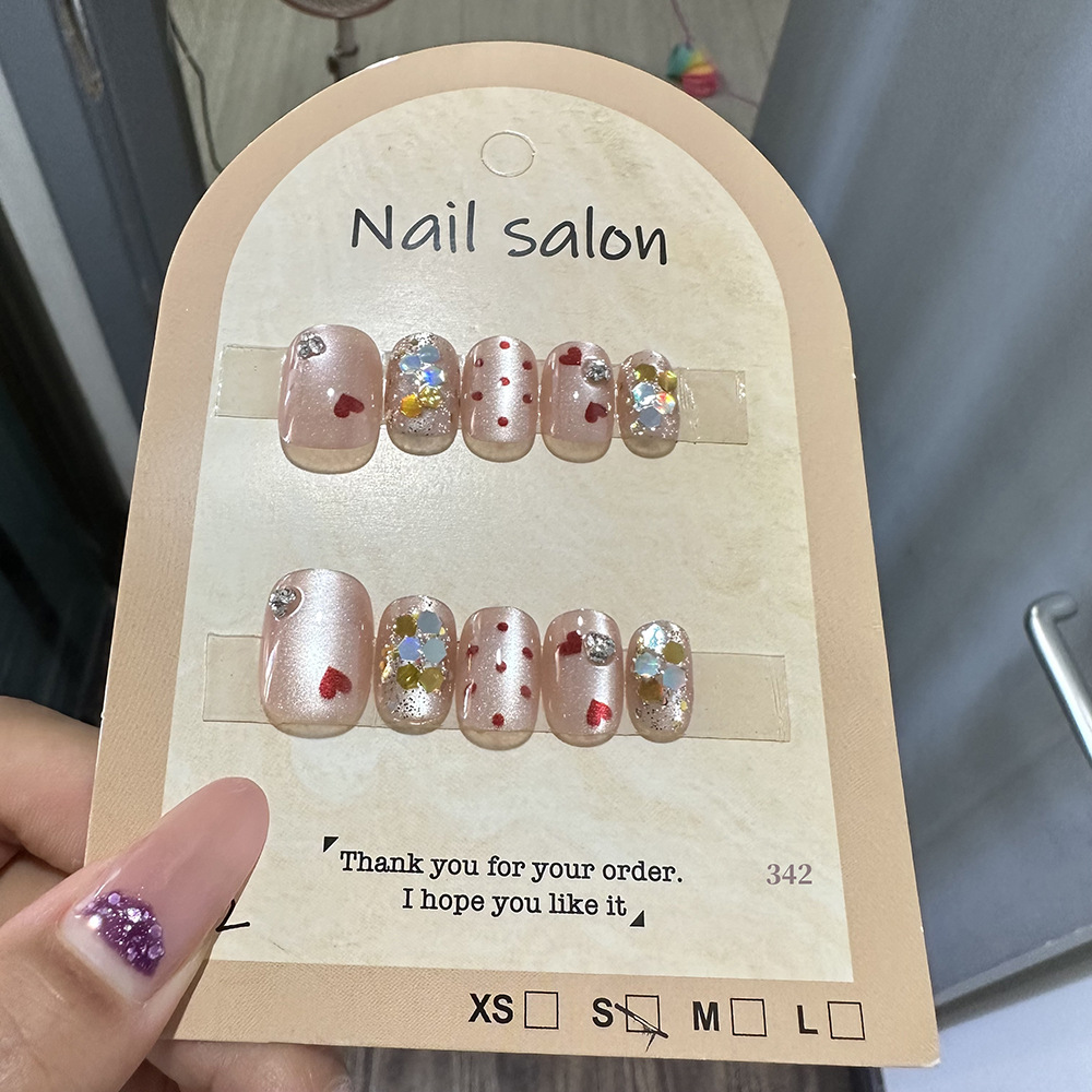 穿戴甲猫眼穿戴甲指甲贴片纯手工半手工美甲假指甲重工342款式