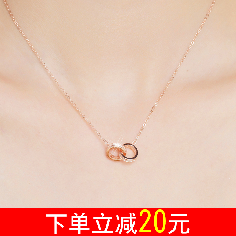 S925´¿ÒøÏîÁ´Å®Ê¿Ë«»·Ãµ¹å²Ê½ðËø¹ÇÁ´¶Ì¿î¼òԼƷÊÎÍøºìͬ¿îÊ¥µ®½Ú