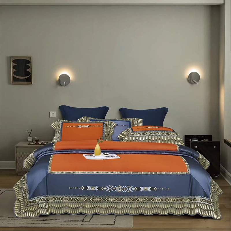 欧美式180支高精密床盖四件套高档轻奢床上用品全棉纯棉裸睡套件