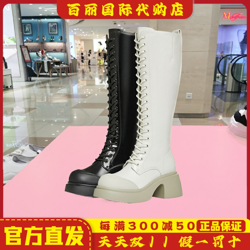 天美意厚底骑士靴马丁长靴女鞋