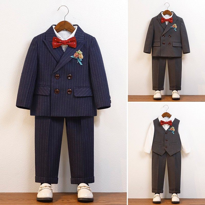 男童走秀礼服套装英伦洋气春秋花童儿童西服男孩宝宝小西装演出服