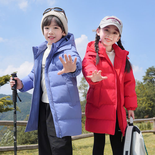 羽绒服中长款男童女童冬装白鸭绒