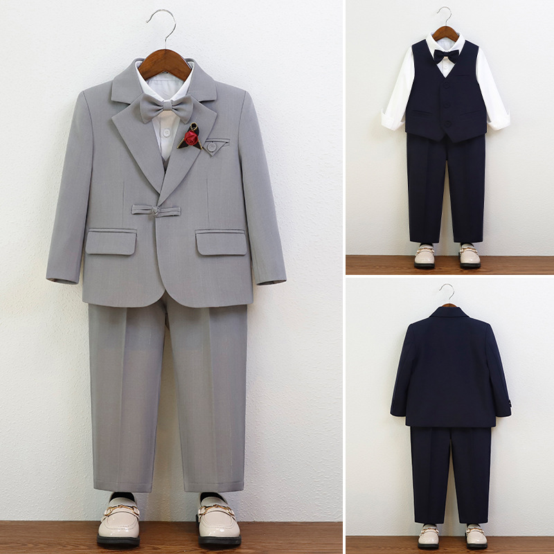 男童礼服儿童英伦马甲西装演出服男宝宝周岁生日西服钢琴花童春秋