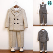演出服 儿童英伦花童宝宝生日礼服男孩钢琴西装 男童西服套装 春秋款