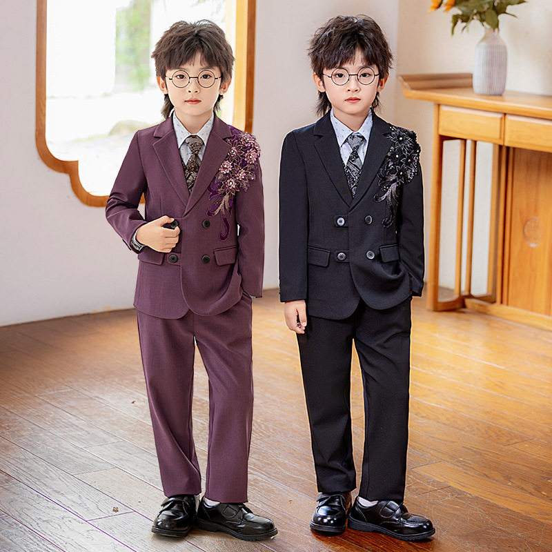男童西装套装春秋宝宝生日小西服摄影男孩花童礼服婚礼儿童演出服