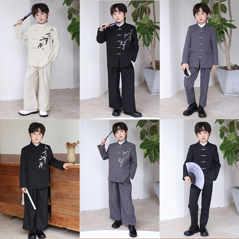 男童新中式礼服中山装儿童国风小西服唐装汉服2025春夏演出服礼服