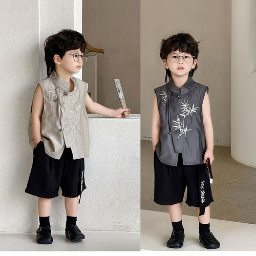 中国风汉服男童套装春夏走秀礼服